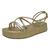 Sandalia Feminina Conforto Flat Via Marte 23-18404 Gold, Baunilha