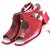 Sandália Feminina J Gean Vermelha Retrô Vintage Em Couro Salto Médio Confortável EJ0017 Vermelho