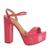Sandália feminina plataforma meia pata salto alto grosso Vizzano 6282.455 Pink verniz