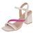 Sandália Feminina Stilo Rosê Salto Grosso Médio Tiras Confortável-8400 Off white, Pink