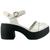 Sandalia Feminino Peep Tue Miss Miss Salto Bloco Grosso Leve Off white