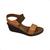 Sandalia New Face Couro Salto Anabela Conforto Elastico 36813 Mel