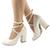 Sandália peep toe boneca salto alto 9cm bloco off white croco er222 sapato feminino Off white croco