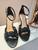 Sandalia Preta Salto Alto Couro Detalhes Marca Steve Madden Preto