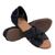 Sandália rasteira feminina com calce fácil de elástico feita à mão Preto, Tecido