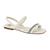 Sandalia Rasteira Flat Tira Dupla com Strass Feminina Moleca Branco off, Branco off