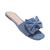 Sandália rasteirinha Feminina Sued e napa Laço rasteira Azul