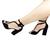 Sandália salto bloco preto/dourado sapato feminino er111 Preto