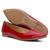 Sapatilha Bico Fino KRN Shoes de Couro Basica Lisa com Salto Baixo Quadrado Vermelho