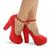 Sapato Boneca Feminino Meia Pata Salto Grosso M22 Vermelho