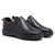 Sapato Casual Conforto KRN Shoes de Couro Bico Redondo com Detalhes e Elastico Preto