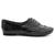 Sapato Casual Oxford Feminino Couro Costurado à Mão Brogue Bico Redondo Amarração Casual Preto