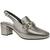 Sapato Feminino Mule Loafer Salto Bloco Grosso Confortável Prata