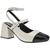 Sapato Feminino Mule Salto Bloco Grosso Bico Quadrado Off white