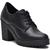 Sapato Feminino Oxford Salto Grosso Bota Tratorada Cano Curto Preto, Fosco