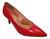 Sapato Feminino Scarpin Salto Baixo Vizzano 1185702 Bege Verniz 34 Vermelho verniz