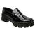 Sapato Mocassim Feminino Confortável Solado Tratorado Preto e OffWhite San Lorenzo Preto verniz