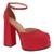 Sapato Plataforma Double Meia Pata Salto Grosso 1395101 Moda Vermelho napa glossy