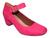 Sapato Sarah Calçados Feminino Confortavel Salto Baixo Grosso Pink camurça