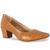 Sapato Scarpin Croco Clássico Feminino Bico Fino Salto Alto Bloco 2.02 Caramelo