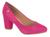 Sapato Scarpin Feminino Salto Médio Grosso Bico Redondo Pink verniz