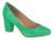 Sapato Scarpin Feminino Salto Médio Grosso Bico Redondo Verde verniz