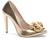 Sapato Scarpin Salto Alto Stiletto Bico Fino Feminino 12 cm Craquele  Dourado Torricella Dourado