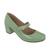 Sapato Social Boneca Verniz Feminino Feminina Salto Médio Baixo Bloco Bico Fino Confortável Confort Verde - Ref. 6484 Verde