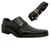 Sapato Social Masculino Rafarillo Moderno Com Calçadeira Meia Cinto Em Couro 45023 Preto