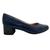 Sapato Usaflex Scarpin Salto Bloco Couro Confortável Azul