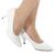 Scarpin feminino branco salto fino baixo conforto premium valle shoes Verniz branco, Ref 720