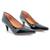 Scarpin feminino preto salto fino baixo conforto premium valle shoes Verniz preto, Ref 720