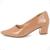 Scarpin Salto Baixo Bloco Feminino Saltinho Grosso Bico Fino Bege verniz, Nude