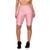 Short Bermuda Feminina Canelado 3D Poliamida Ciclista Com Bolso Cintura Alta Academia Moda Fitness Rosa bebê