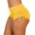 Short feminino moda praia com regulagem lateral sunquíni franzido shortinho bionda liso Amarelo