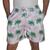 Short Masculino Tactel Estampado Coqueiros Conforto Verão Branco, Rosa