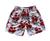 Short Moda Praia Relaxado Tactel Estampado Masculino Branco flor vermelha