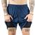 Shorts de Compressão 2x1 Premium de Corrida Masculino Dry-Fit Academia com Bolso Invisivel para Celular Luta Musculação Bermuda Dupla Run Azul, Marinho
