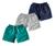 Shorts Masculino Curto Com Elástico E Bolsos - Kit Com 3 Ful Azul, Cinza, Verde