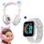 Relógio Smartwatch Completo Infantil menino foto na tela Fone Branco Relógio Prata