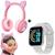 Relógio Smartwatch Completo Infantil menino foto na tela Fone Rosa Relógio Prata