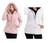 Sobretudo Parka Casaco de Frio Feminino Dupla Face Top de linha Rose, Branco