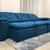 Sofá Athenas Retrátil Reclinável 2,70m Conforto em Veludinho Azul