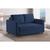 Sofa Cama Casal Marcelle 2 Lugares 150cm Linho Pe de Madeira Azul