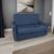 Sofá Cama para Sala de Estar Zaia com Baú Veludo Matrix - V Azul