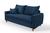 Sofa Living com Bau Multiuso 3 Lugares Suede Pes em Madeira  Azul-marinho