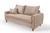 Sofa Living com Bau Multiuso 3 Lugares Suede Pes em Madeira  Bege