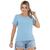 T-shirt feminina blusa básica lisa slim algodão baby look 3046a Azul