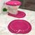 Tapete de Banheiro Crochê 3 Peças Cores Variadas Jogo Neutro Artesanal Decoração Básico Tricô Pink