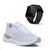 Tênis Academia Feminino Caminhada + Relógio Digital LED Esportivo Branco, Nude